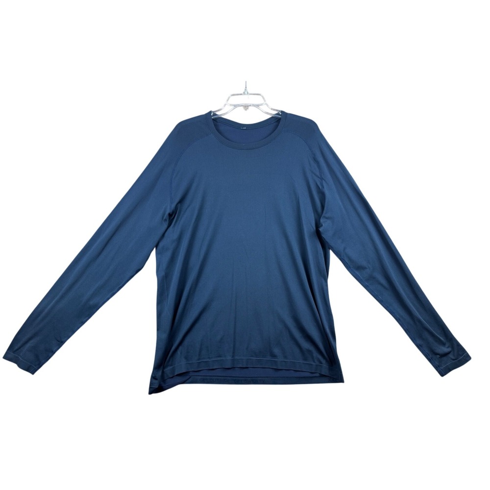 Lululemon Mens Metal Vent Tech Long Sleeve Navy Blue Mesh Workout Shirt XXL